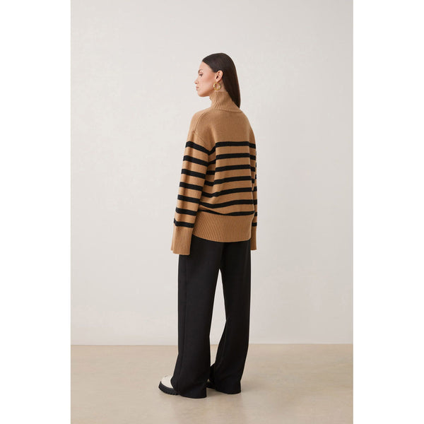 Suncoo Ladies Striped Palacio Jumper - Camel