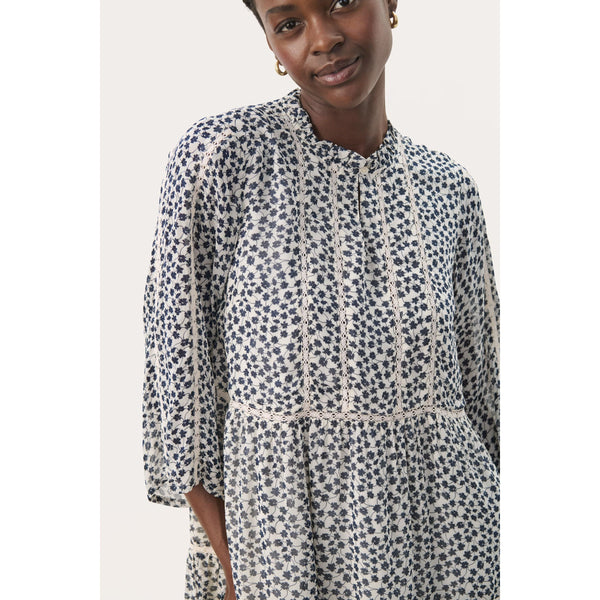 Part Two Ladies NibiPW Dress - Navy Mini Grid Flower