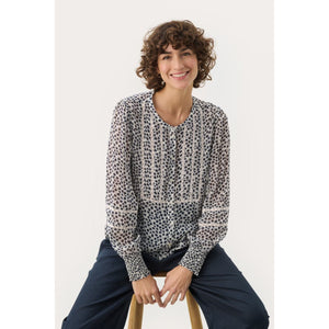 Part Two Ladies NesmaPW Shirt - Navy Mini Grid Flower