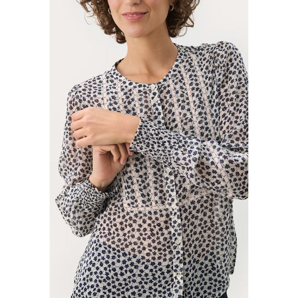 Part Two Ladies NesmaPW Shirt - Navy Mini Grid Flower
