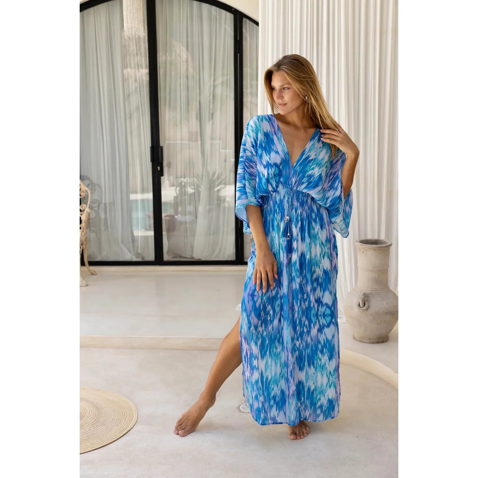 Sophia Alexia Ladies Capri Maxi Kimono Dress - Sea Dream