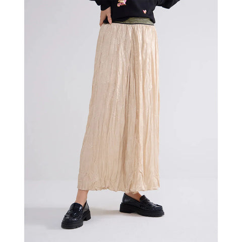 Metallic Crinkled Skirt - Gold