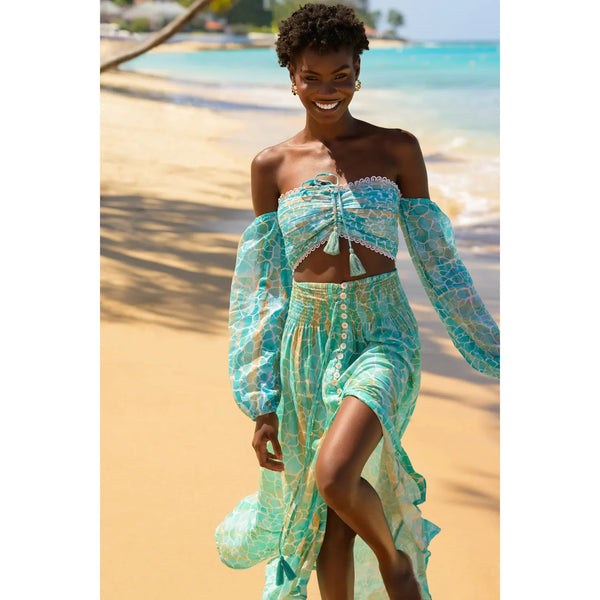 Sophia Alexia Ladies Fiji Skirt - Aqua Pebbles