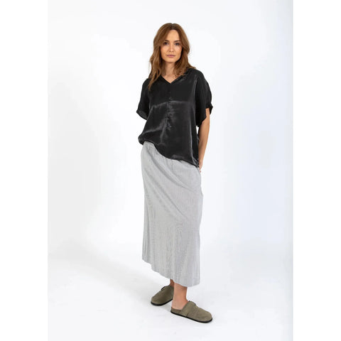 Coster Copenhagen Ladies CC Heart Gwen Long Skirt - Black Stripe