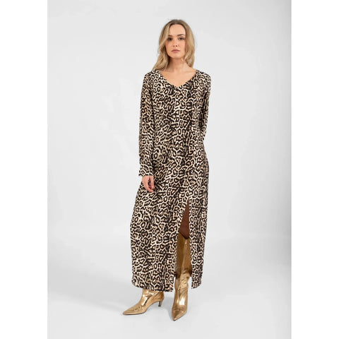 Tailored Leopard V Neck Dress