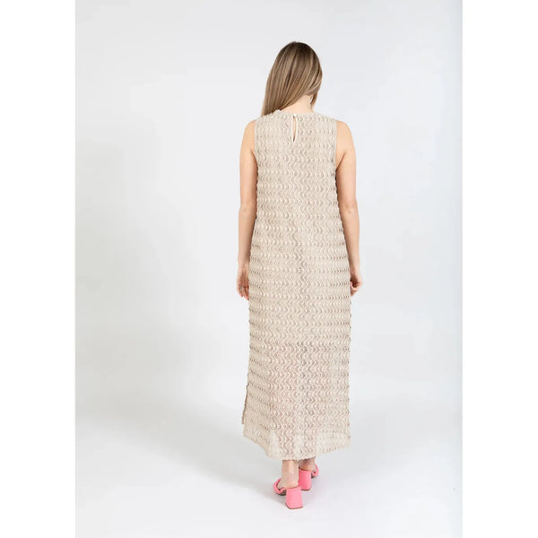 Coster Copenhagen Ladies Dress with Texture and Slit - Sand