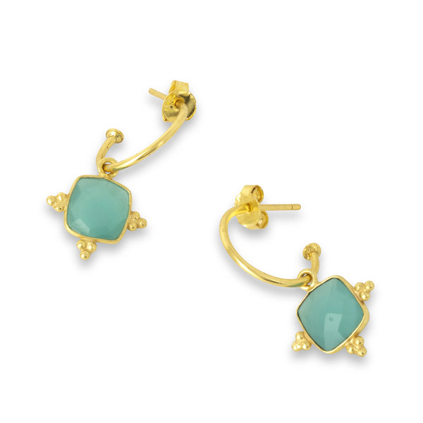 Asia Hoop Earrings - Aqua Chalcedony