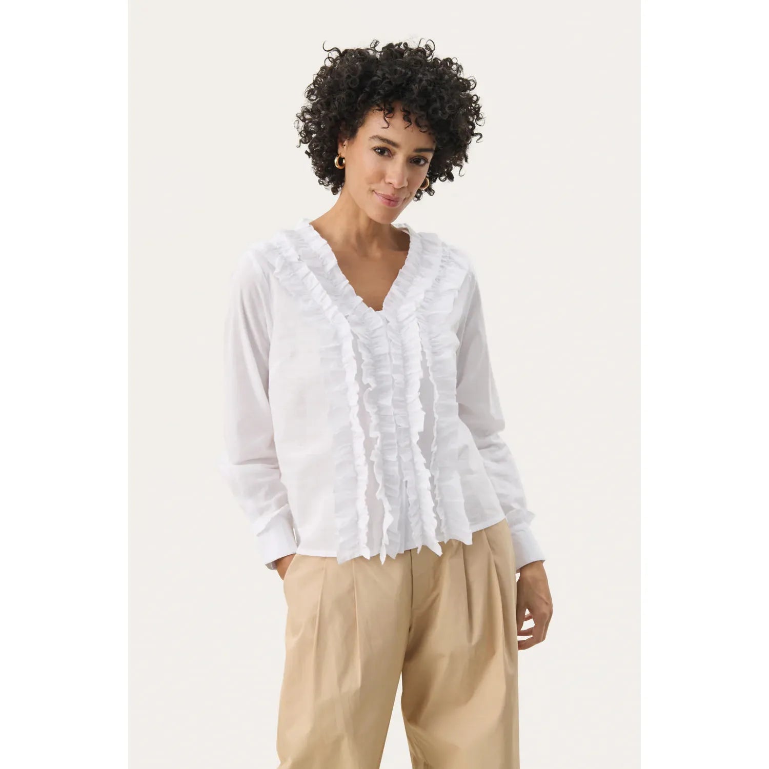 Part Two Ladies Noella Ruffle Shirt - White