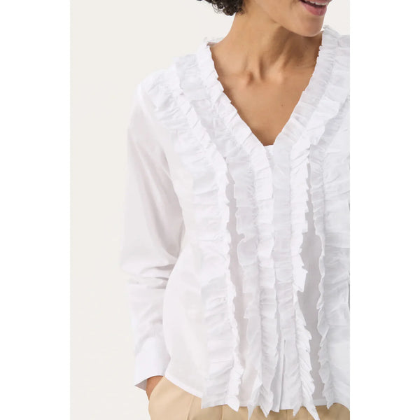 Part Two Ladies Noella Ruffle Shirt - White