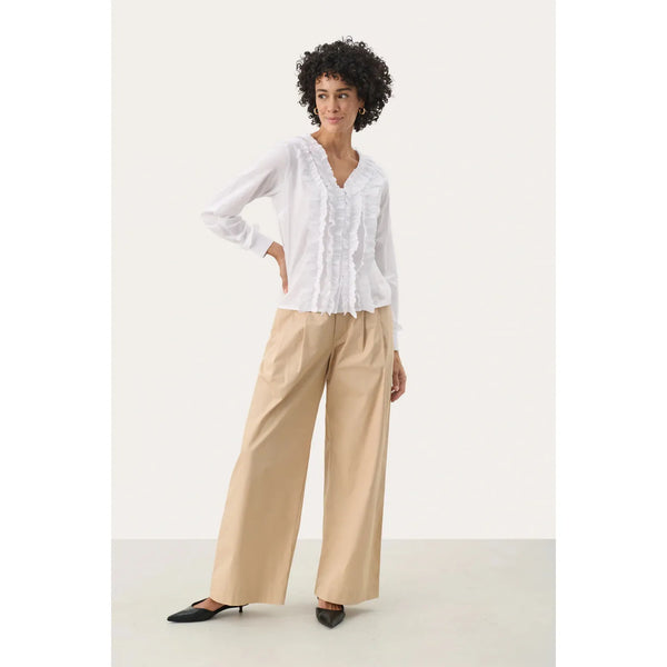 Part Two Ladies Noella Ruffle Shirt - White