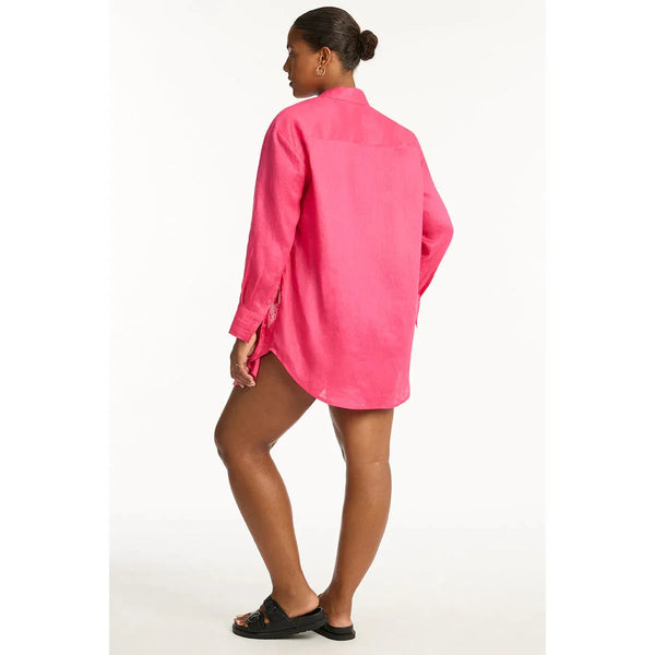 Linen Cover Up - Hot Pink