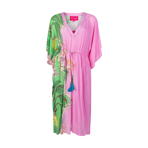 Place du Soleil Ladies Green Birds Kaftan Dress 311