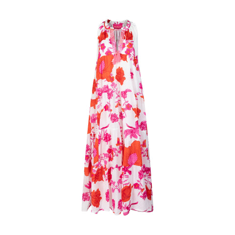 Place du Soleil Ladies White Pink Flower Dress 446