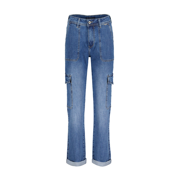 Red Button Ladies Cargo Pockets Jeans - Denim