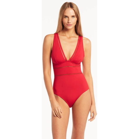 Sea Level Australia Ladies Spliced One Piece Swimsuit- Red