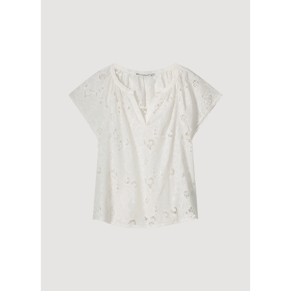 Summum Woman Ladies Broderie Anglaise Cap Sleeve Top - White