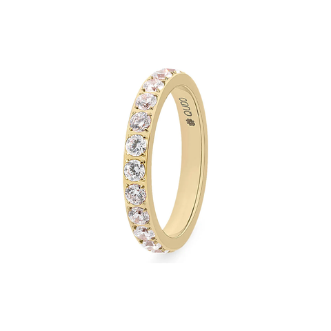 Qudo Jewellery Eternity Big Crystal Ring - Gold