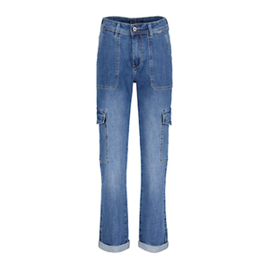 Red Button Ladies Cargo Pockets Jeans - Denim