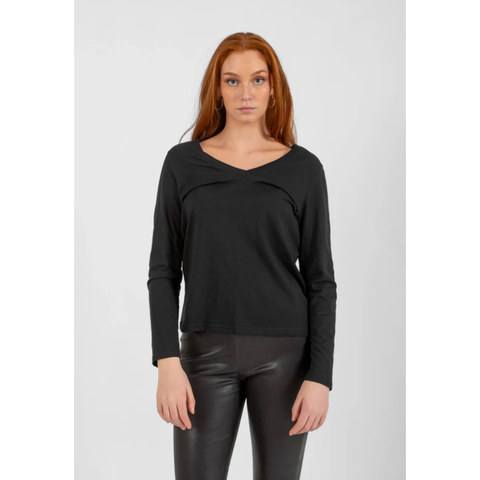 Long Sleeve V-Neck T-Shirt - Black