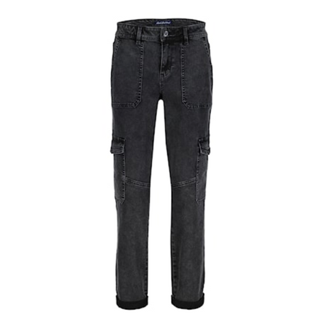 Red Button Ladies Cargo Denim - Black