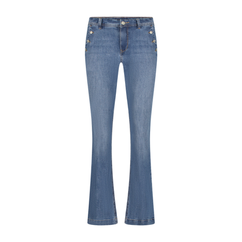 Red Button Ladies Denim Bibette Jeans SRB4481A - Stone Used and Buttons