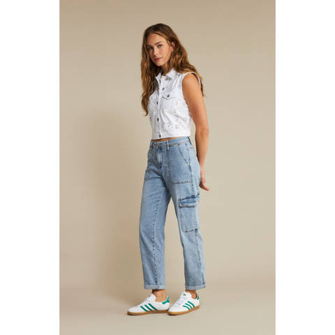 Red Button Ladies Denim Cargo Jeans SRB4518 - Midstone
