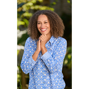Luella Ladies Lisbon Boyfriend Fit Cotton Shirt - Blue