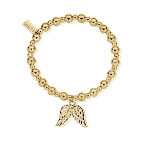 ChloBo Ladies Double Angel Wing Charm Bracelet - Gold