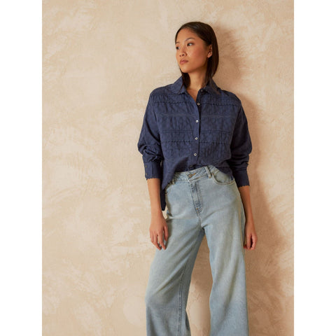 Inserted Lace Shirt - Indigo