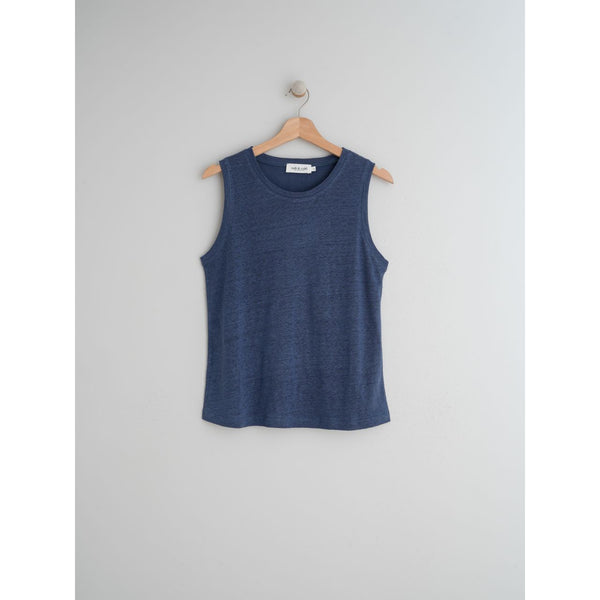 Sleeveless Linen Tank Top - Indigo